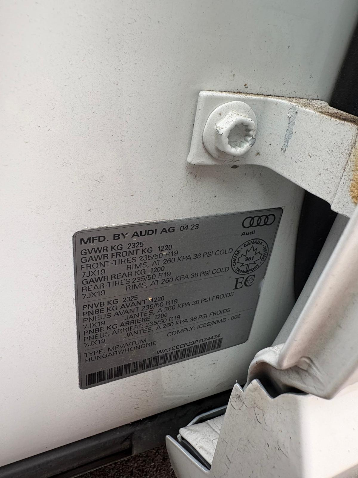 Photo 10 from auction – 2023 AUDI Q3 PROGRESSIV with VIN WA1EECF33P1124434