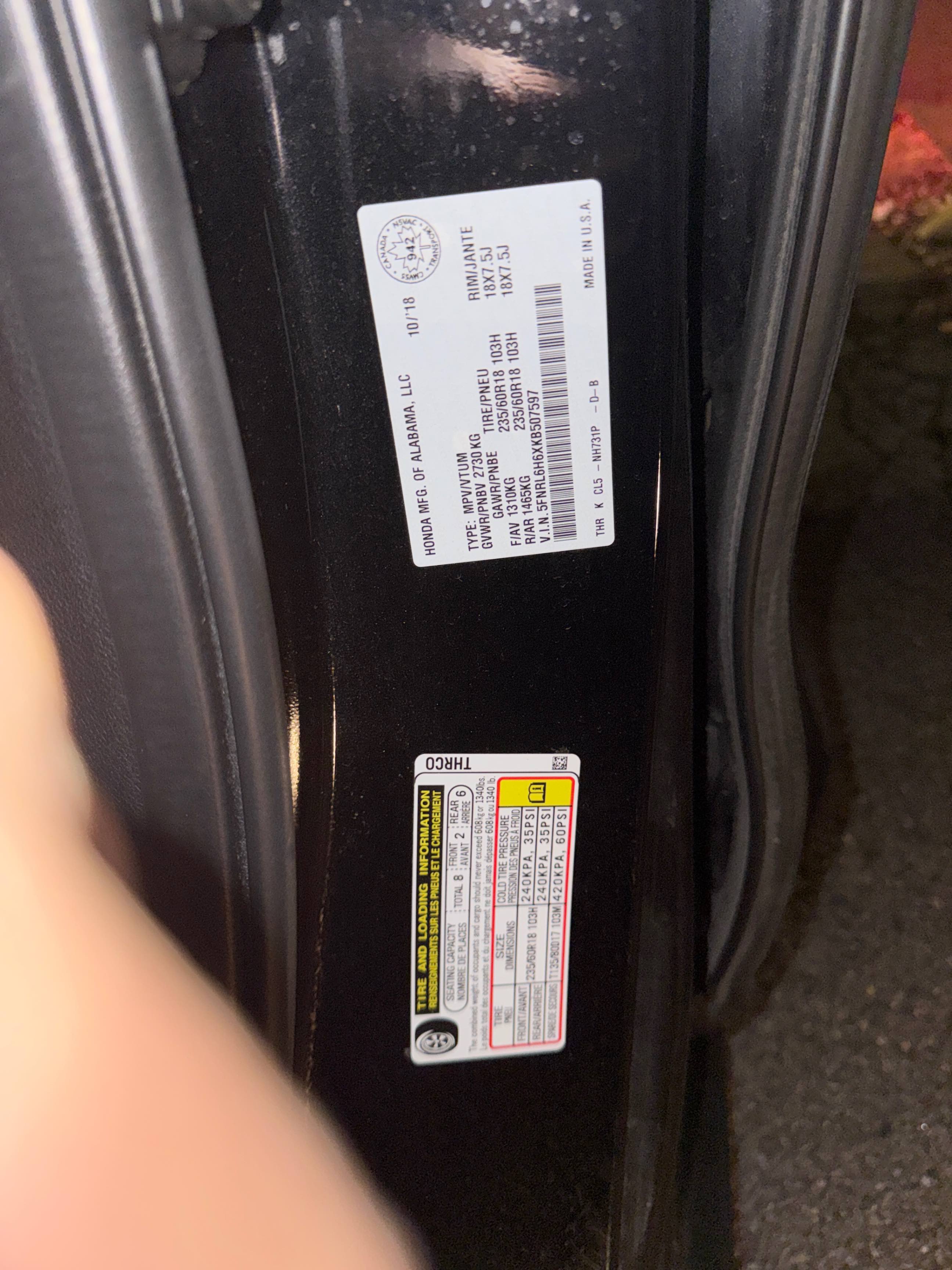 Снимка 10 от търг – 2019 HONDA ODYSSEY EX-L с VIN 5FNRL6H6XKB507597