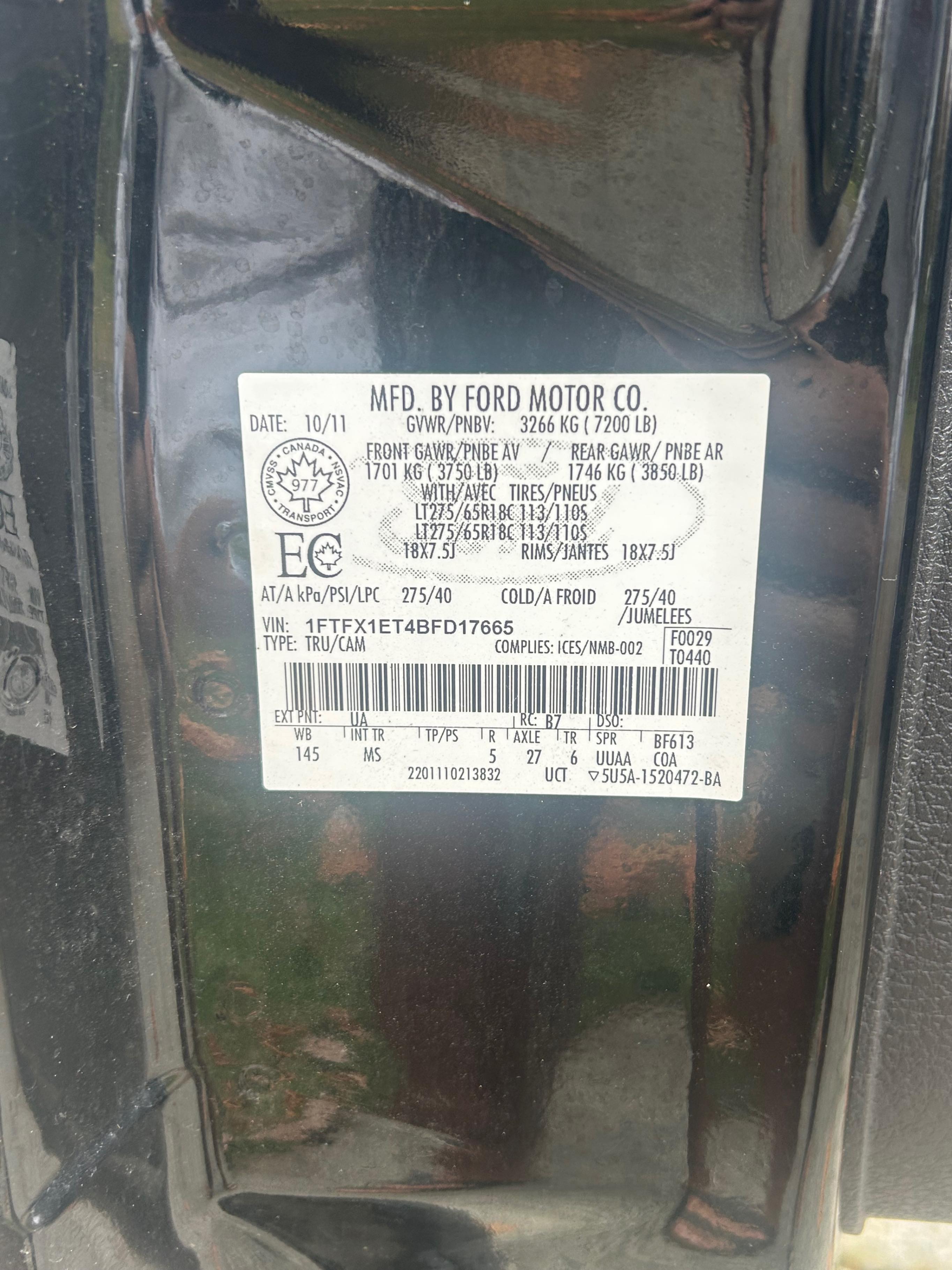 Снимка 10 от търг – 2011 FORD F-150 4WD SUPERCAB 145" с VIN 1FTFX1ET4BFD17665