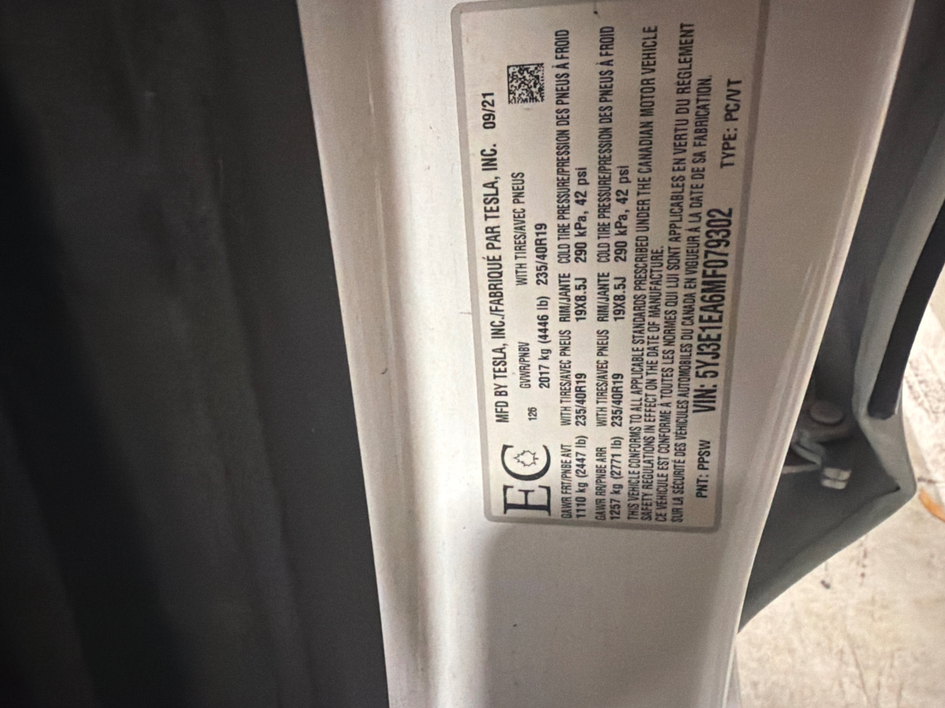 Снимка 9 от търг – 2021 TESLA MODEL 3 STANDARD RANGE с VIN 5YJ3E1EA6MF079302