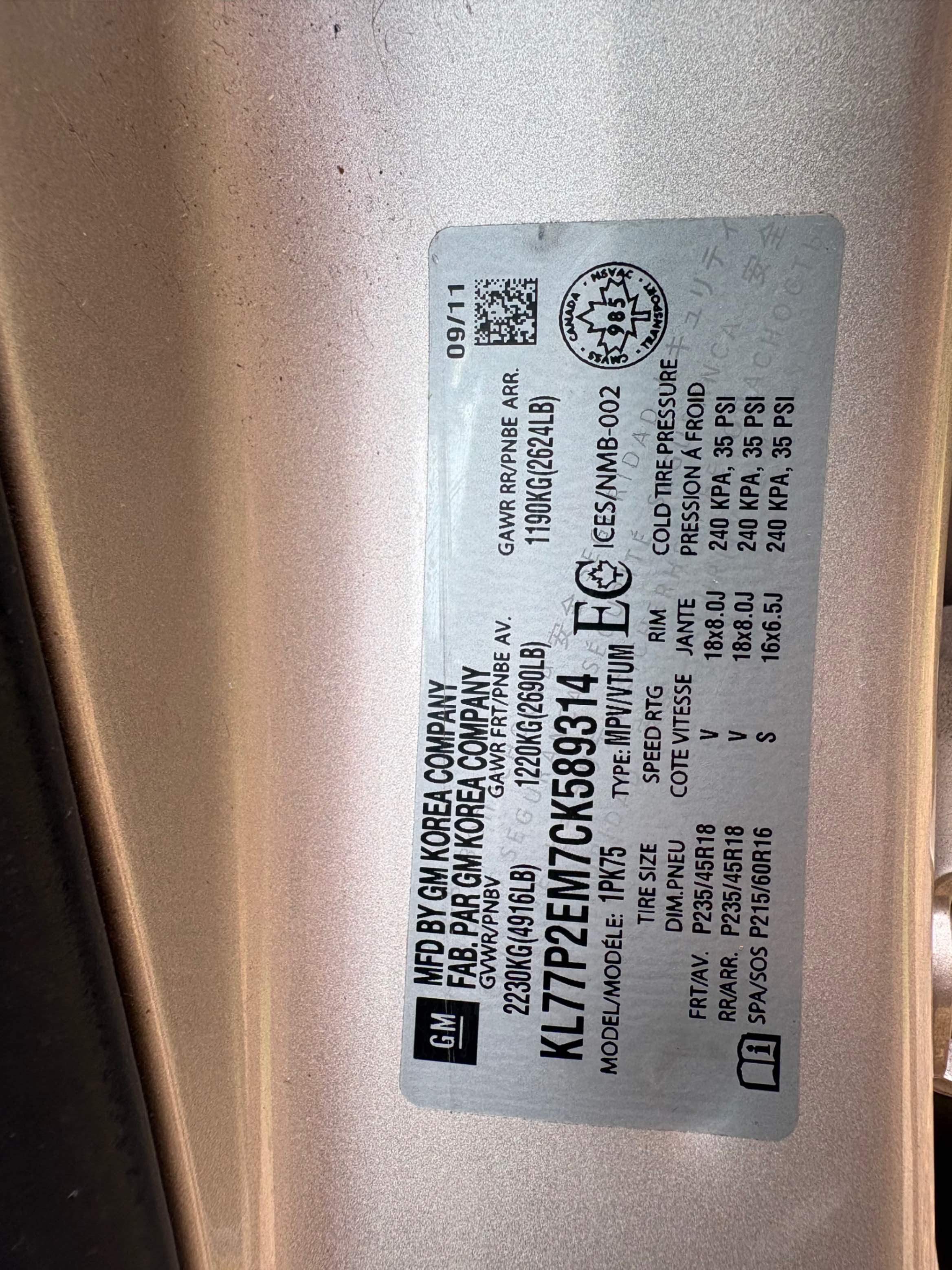Photo 11 from auction – 2012 CHEVROLET ORLANDO 4DR WGN with VIN KL77P2EM7CK589314
