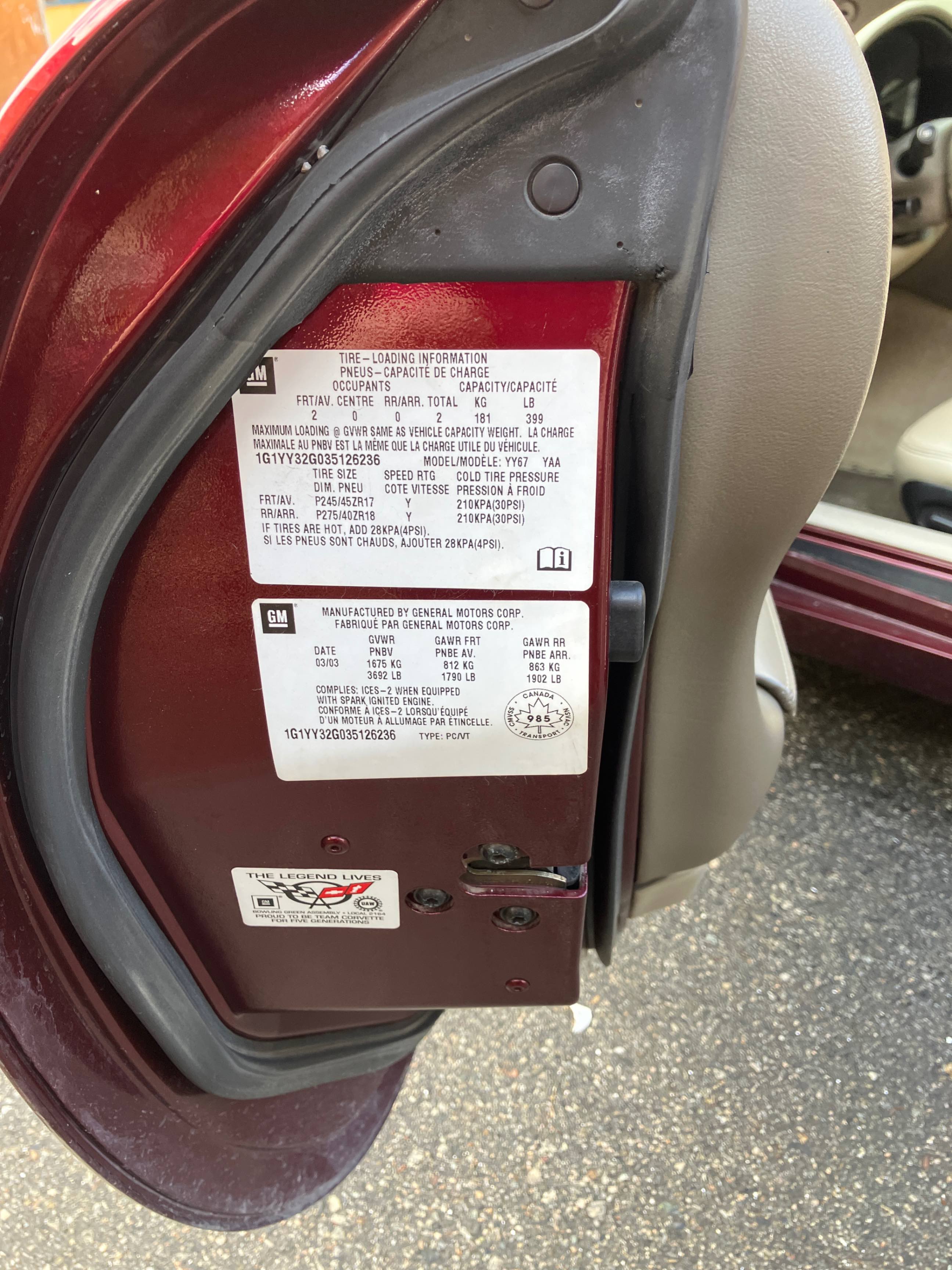 Photo 9 from auction – 2003 CHEVROLET CORVETTE 2DR CONVERTIBLE with VIN 1G1YY32G035126236