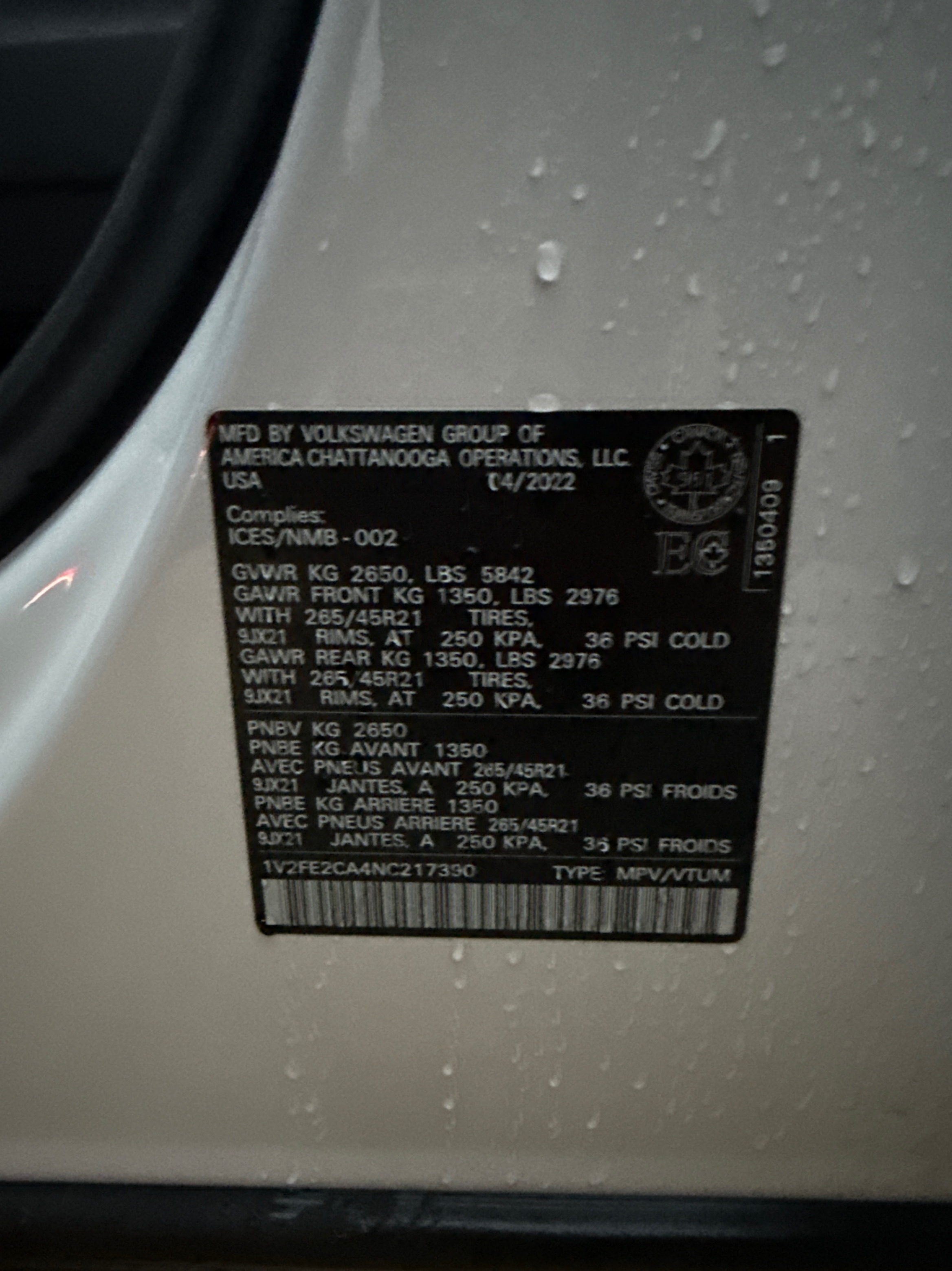 Снимка 10 от търг – 2022 VOLKSWAGEN ATLAS CROSS SPORT EXECLINE с VIN 1V2FE2CA4NC217390