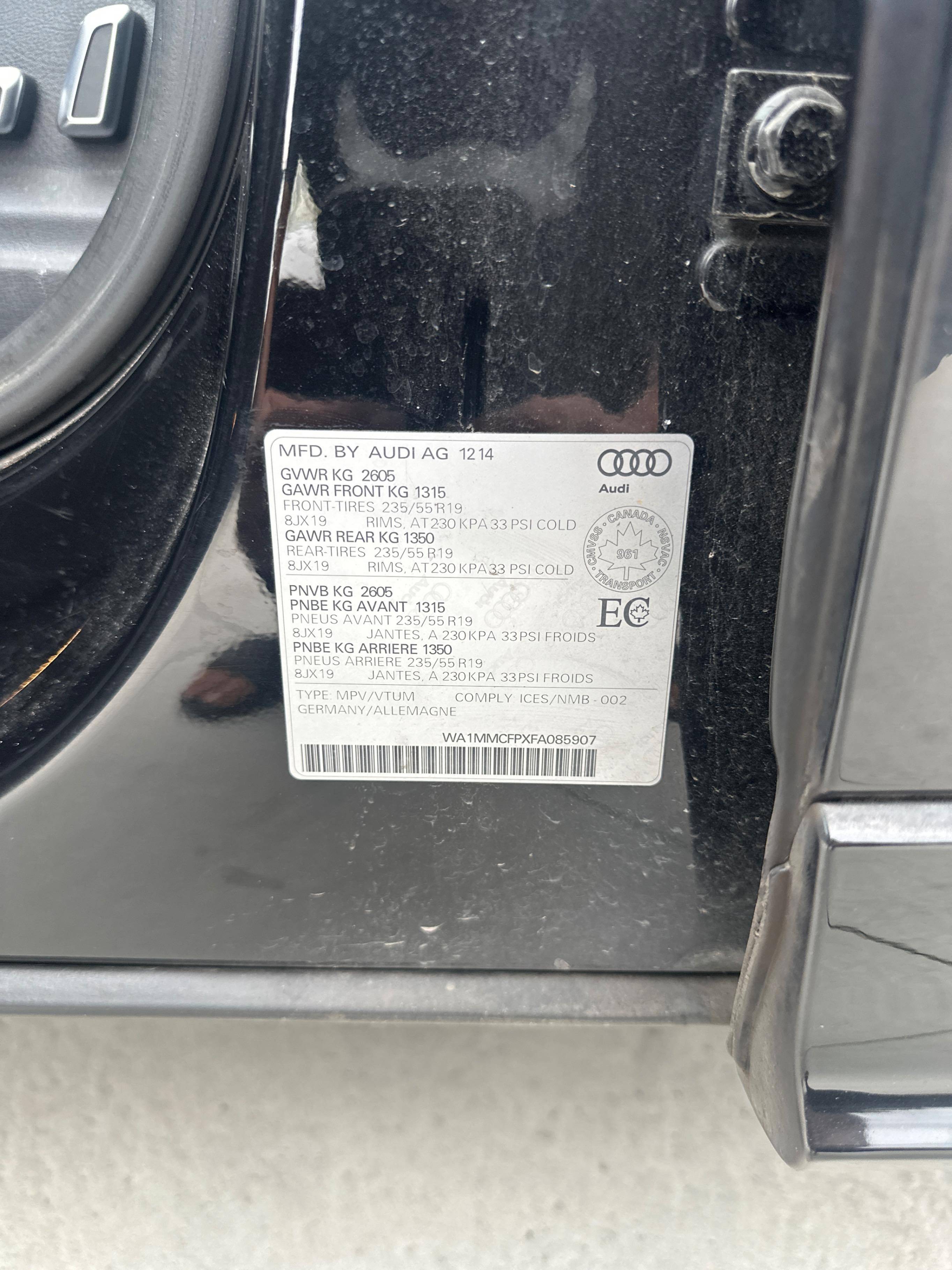 Photo 11 from auction – 2015 AUDI Q5 3.0L TDI TECHNIK with VIN WA1MMCFPXFA085907