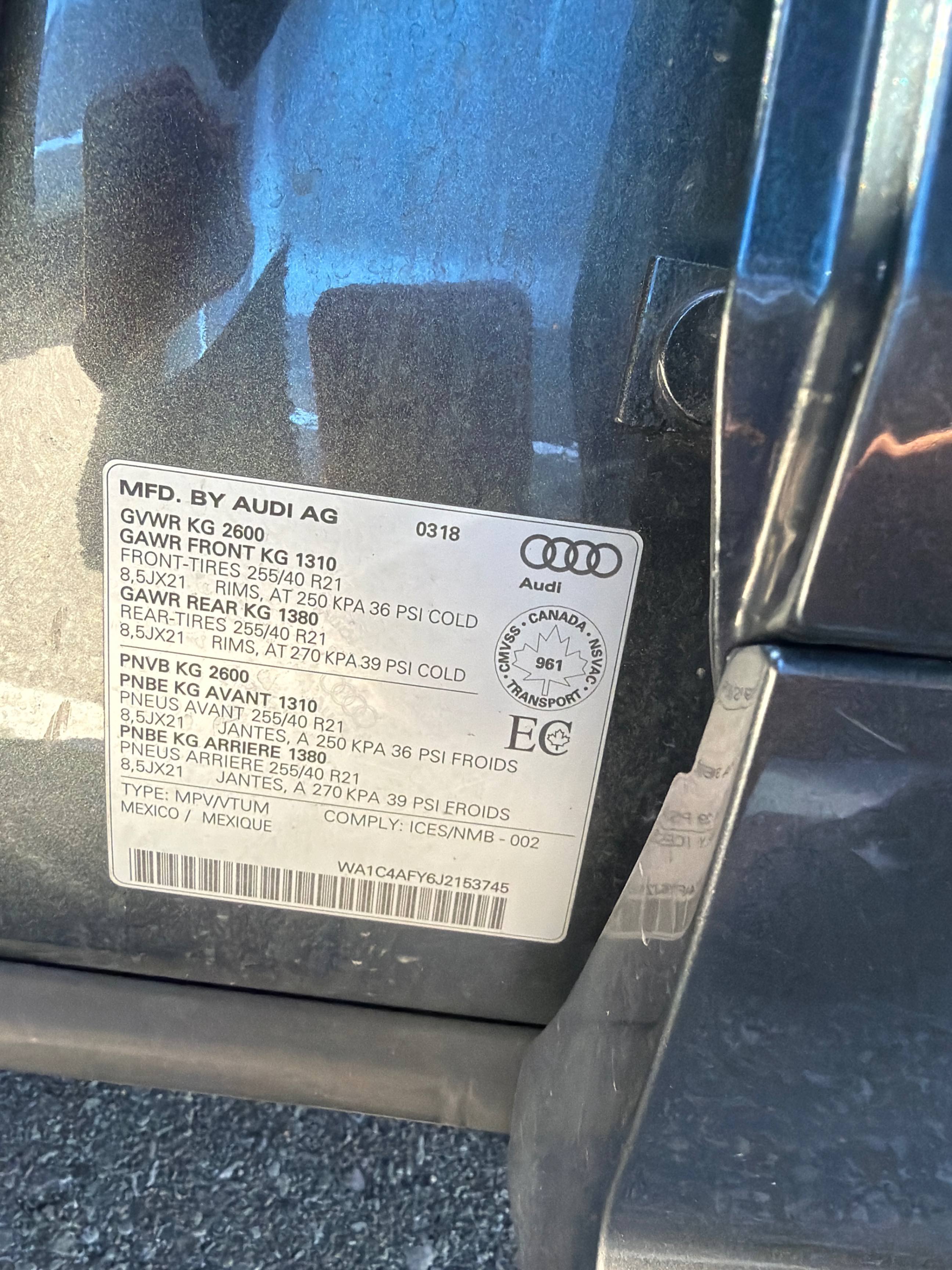 Photo 11 from auction – 2018 AUDI SQ5 TECHNIK with VIN WA1C4AFY6J2153745