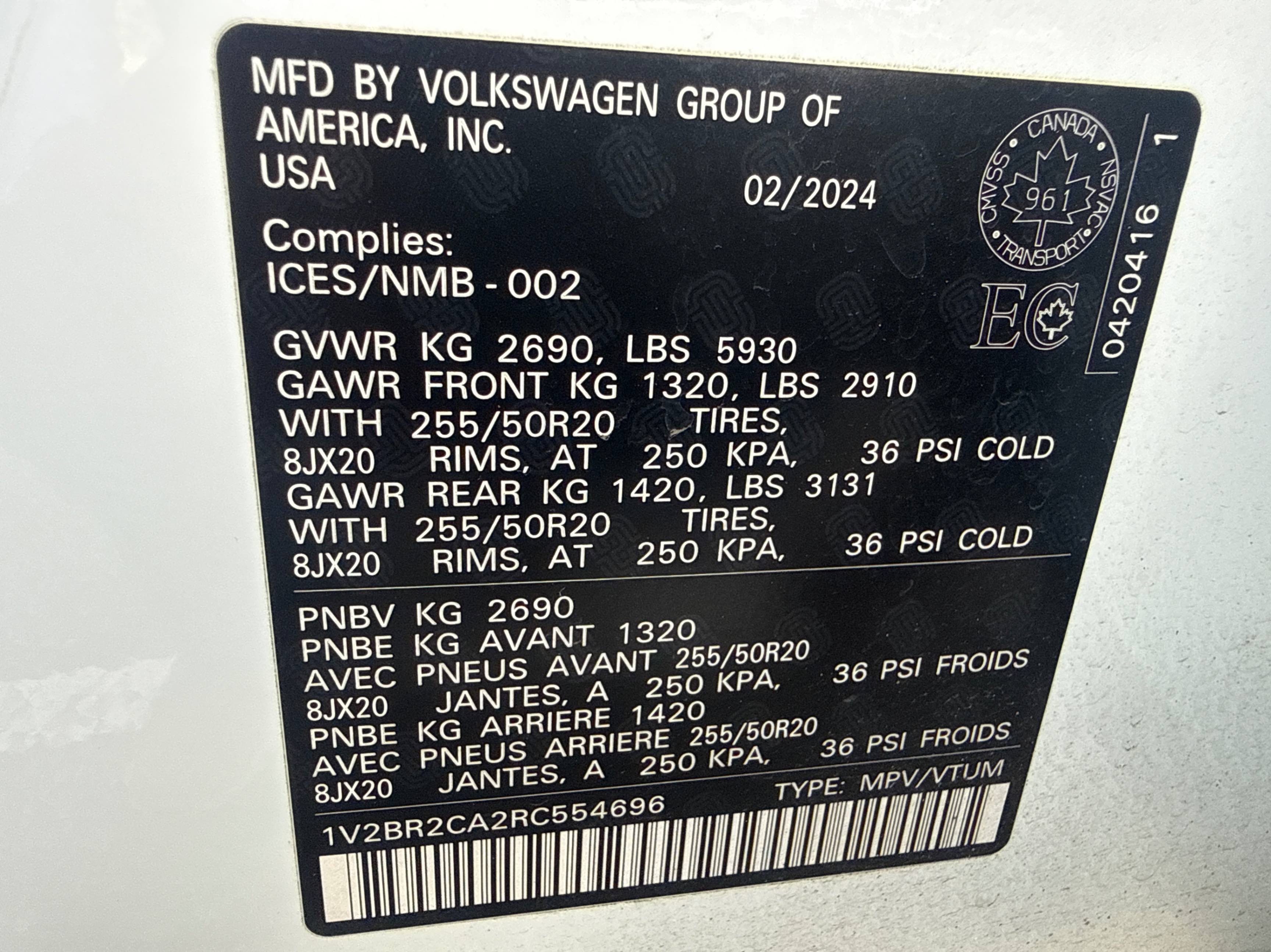 Photo 10 from auction – 2024 VOLKSWAGEN ATLAS HIGHLINE with VIN 1V2BR2CA2RC554696