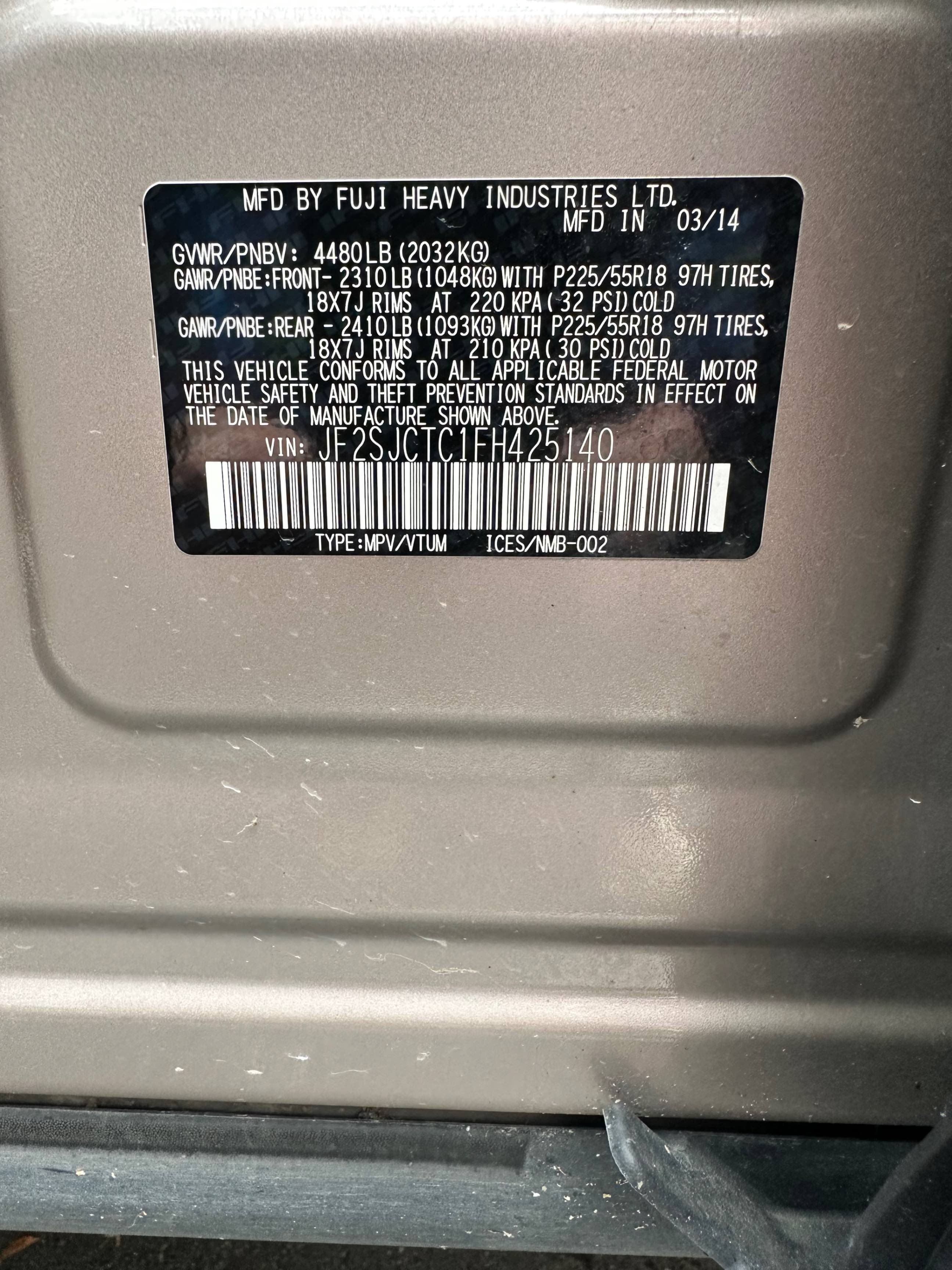 Photo 11 from auction – 2015 SUBARU FORESTER I LIMITED with VIN JF2SJCTC1FH425140