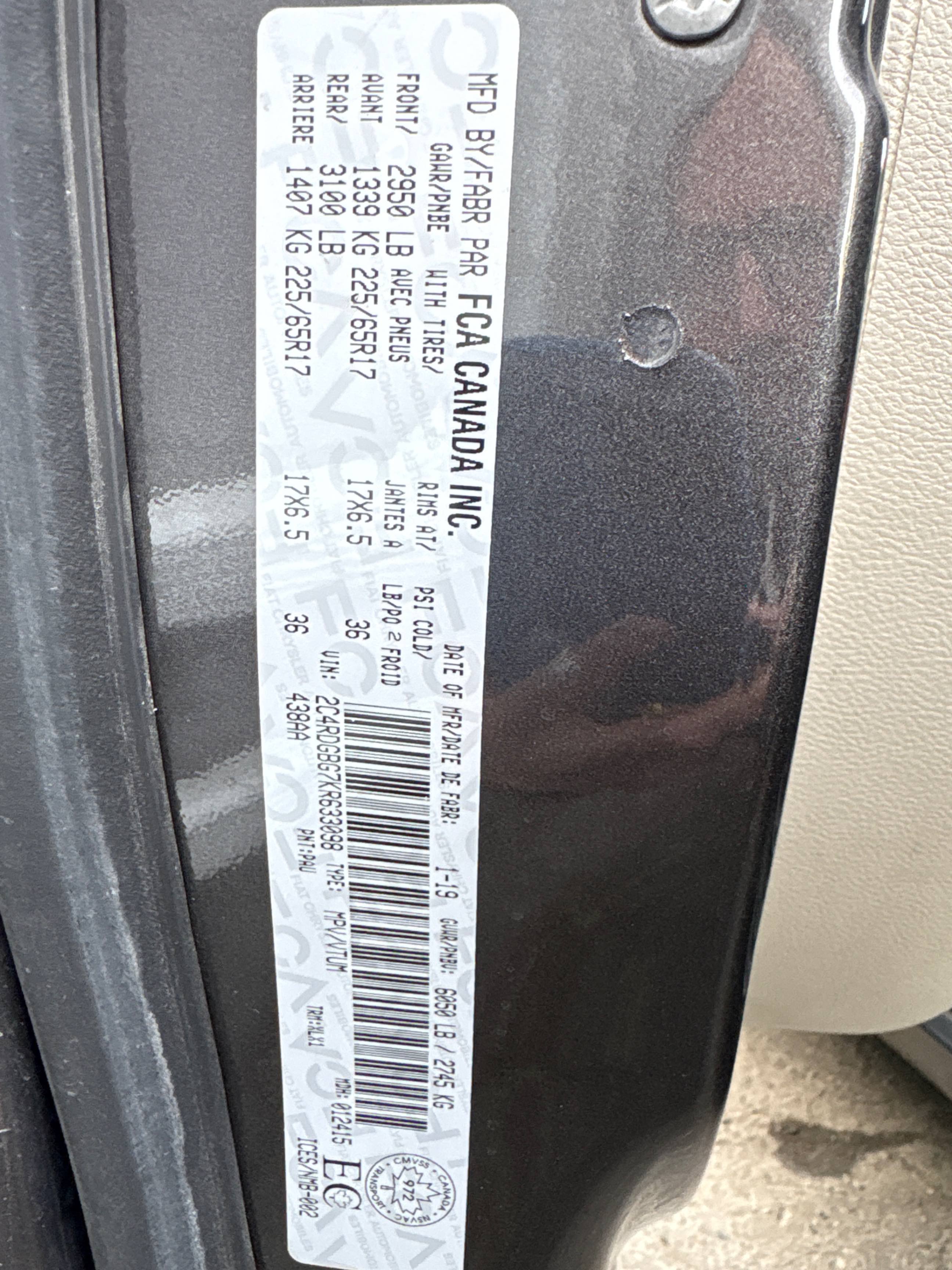 Снимка 11 от търг – 2019 DODGE GRAND CARAVAN SXT PREMIUM PLUS с VIN 2C4RDGBG7KR633098