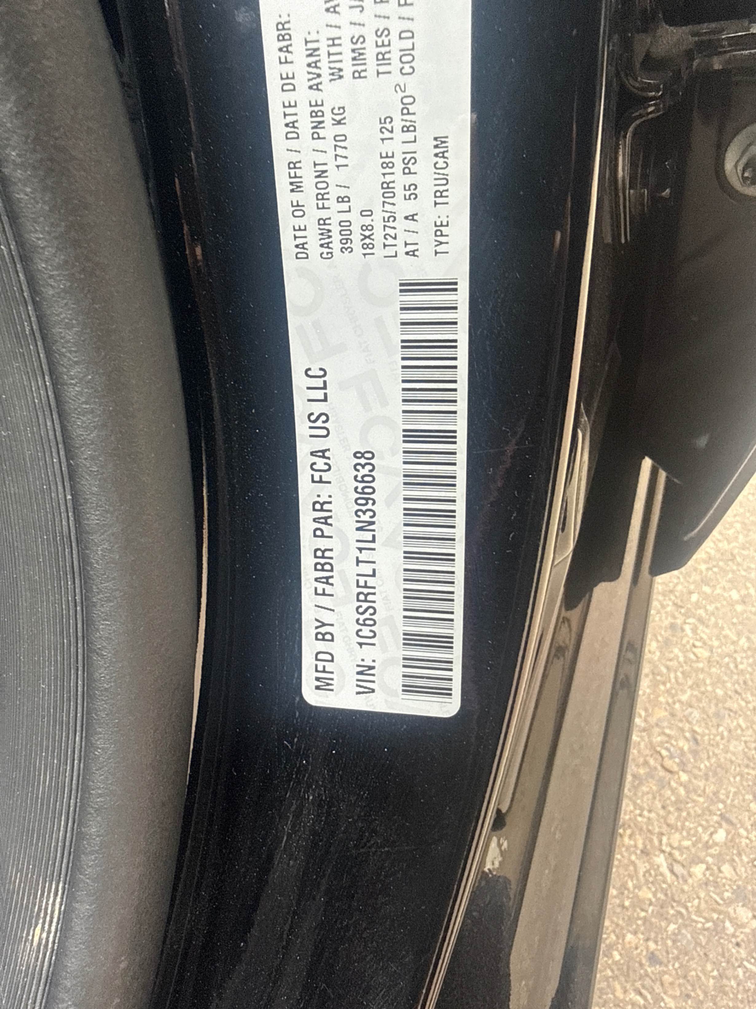 Photo 22 from auction – 2020 RAM 1500 REBEL with VIN 1C6SRFLT1LN396638