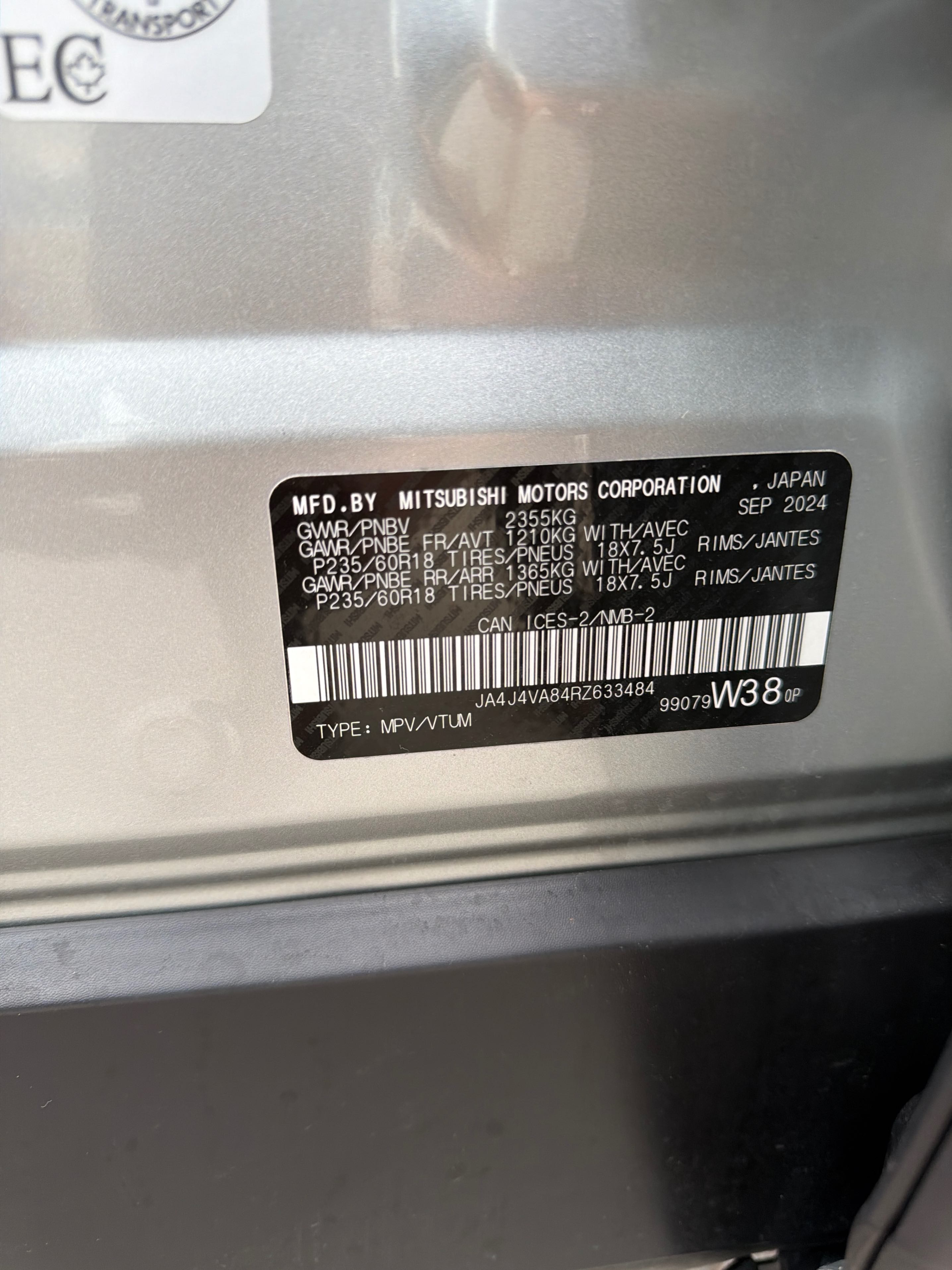 Снимка 11 от търг – 2024 MITSUBISHI OUTLANDER S-AWC с VIN JA4J4VA84RZ633484