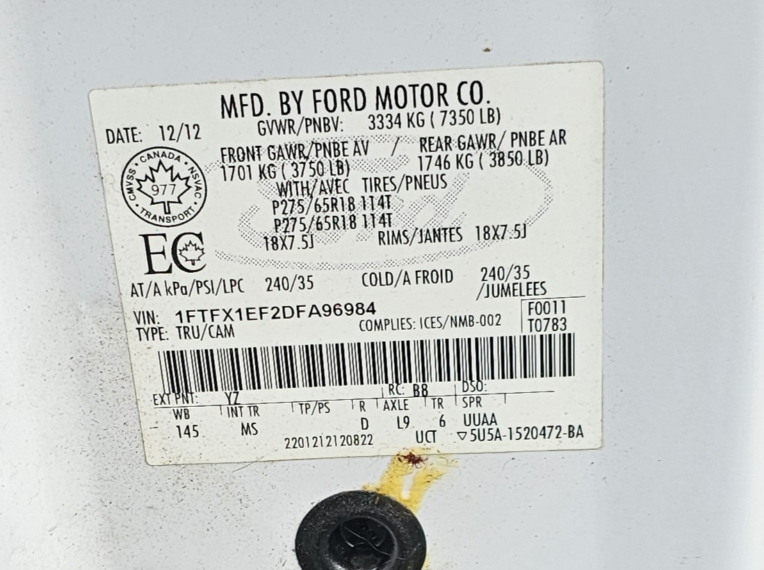 Снимка 10 от търг – 2013 FORD F-150 4WD SUPERCAB 145" с VIN 1FTFX1EF2DFA96984