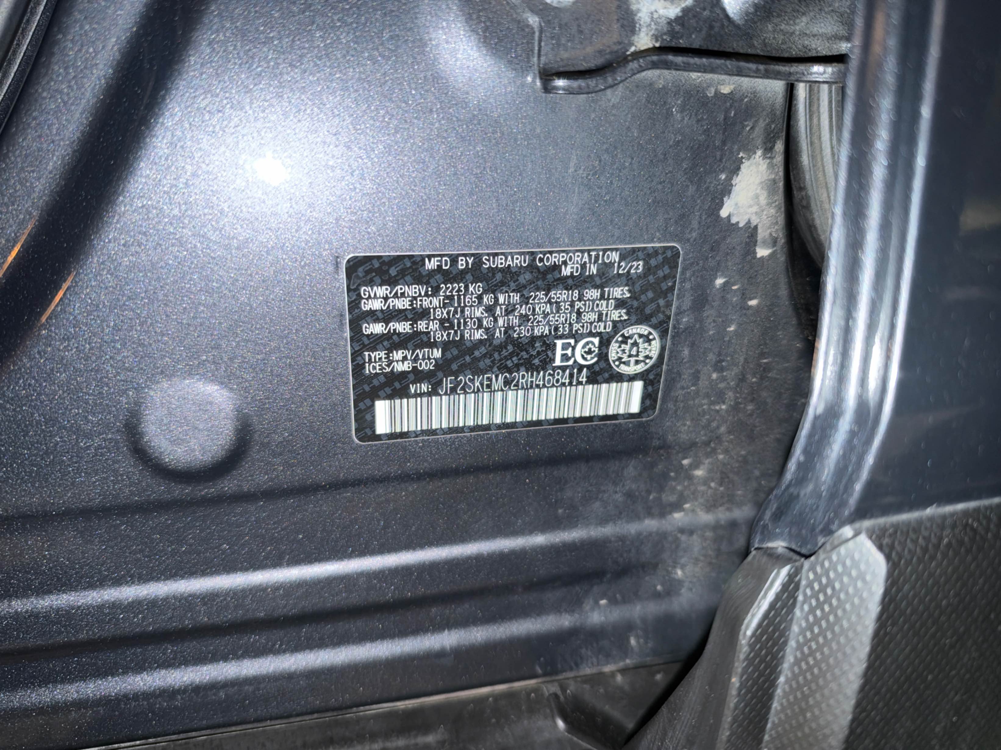 Photo 10 from auction – 2024 SUBARU FORESTER PREMIER with VIN JF2SKEMC2RH468414