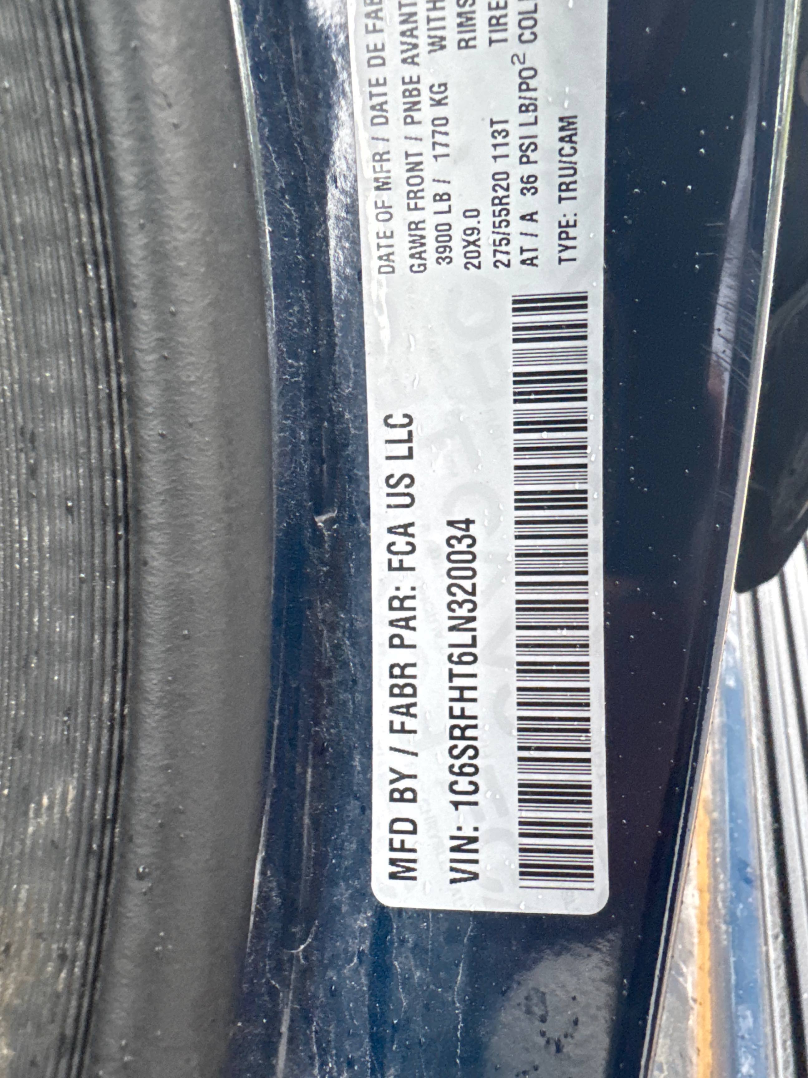 Photo 10 from auction – 2020 RAM 1500 LIMITED with VIN 1C6SRFHT6LN320034