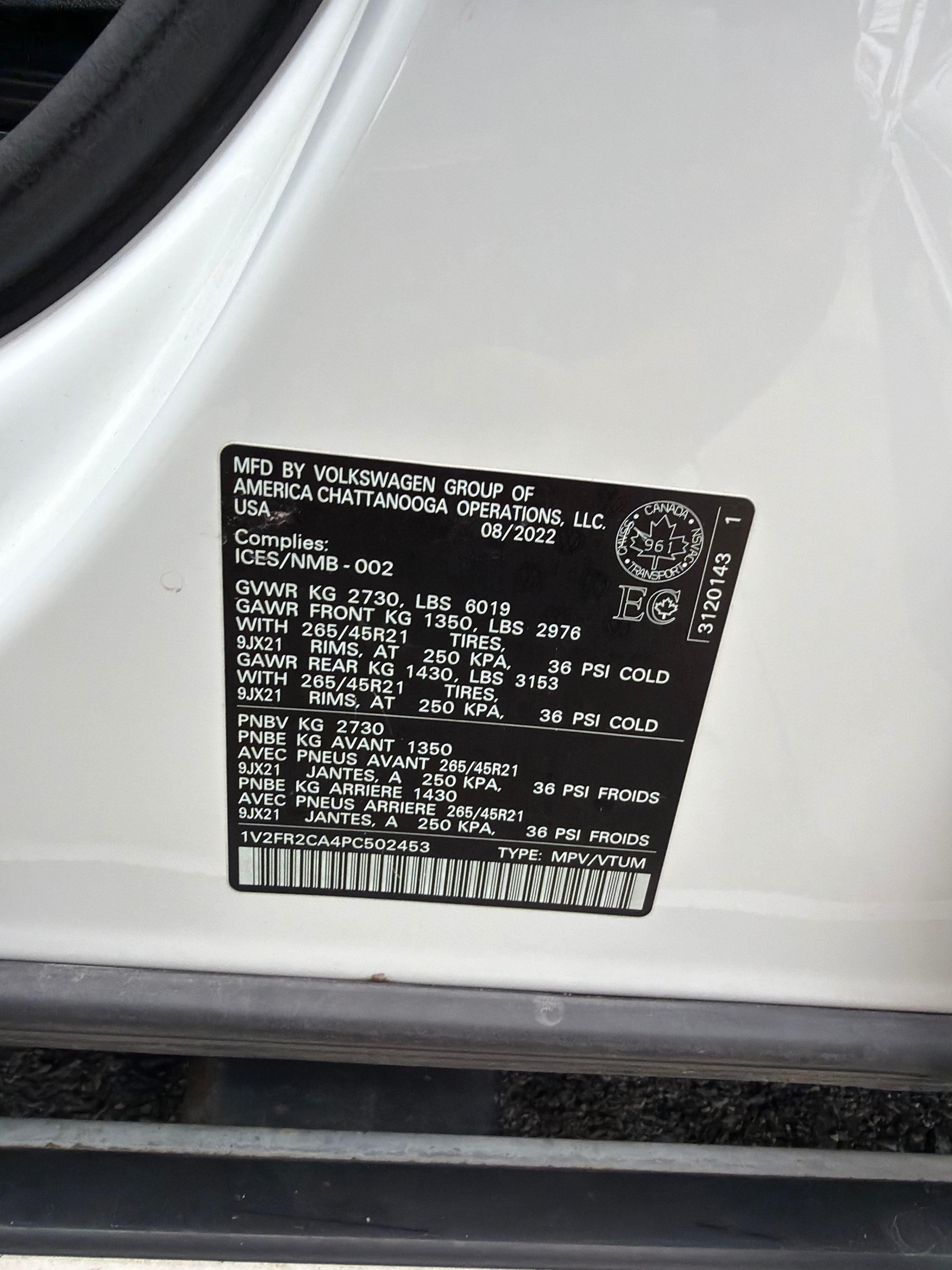 Photo 10 from auction – 2023 VOLKSWAGEN ATLAS EXECLINE with VIN 1V2FR2CA4PC502453