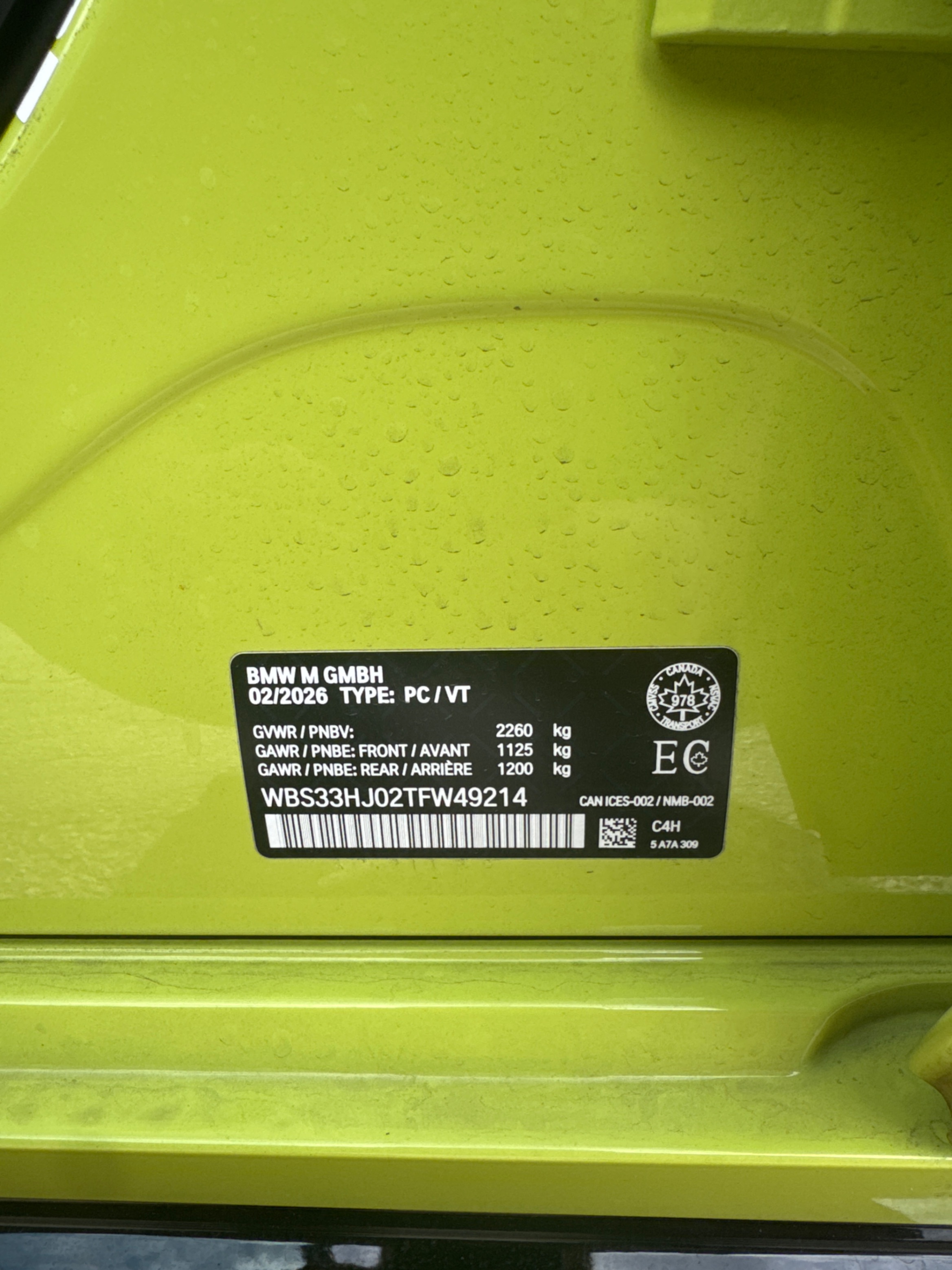 Photo 10 from auction – 2026 BMW M3 COMPETITION with VIN WBS33HJ02TFW49214