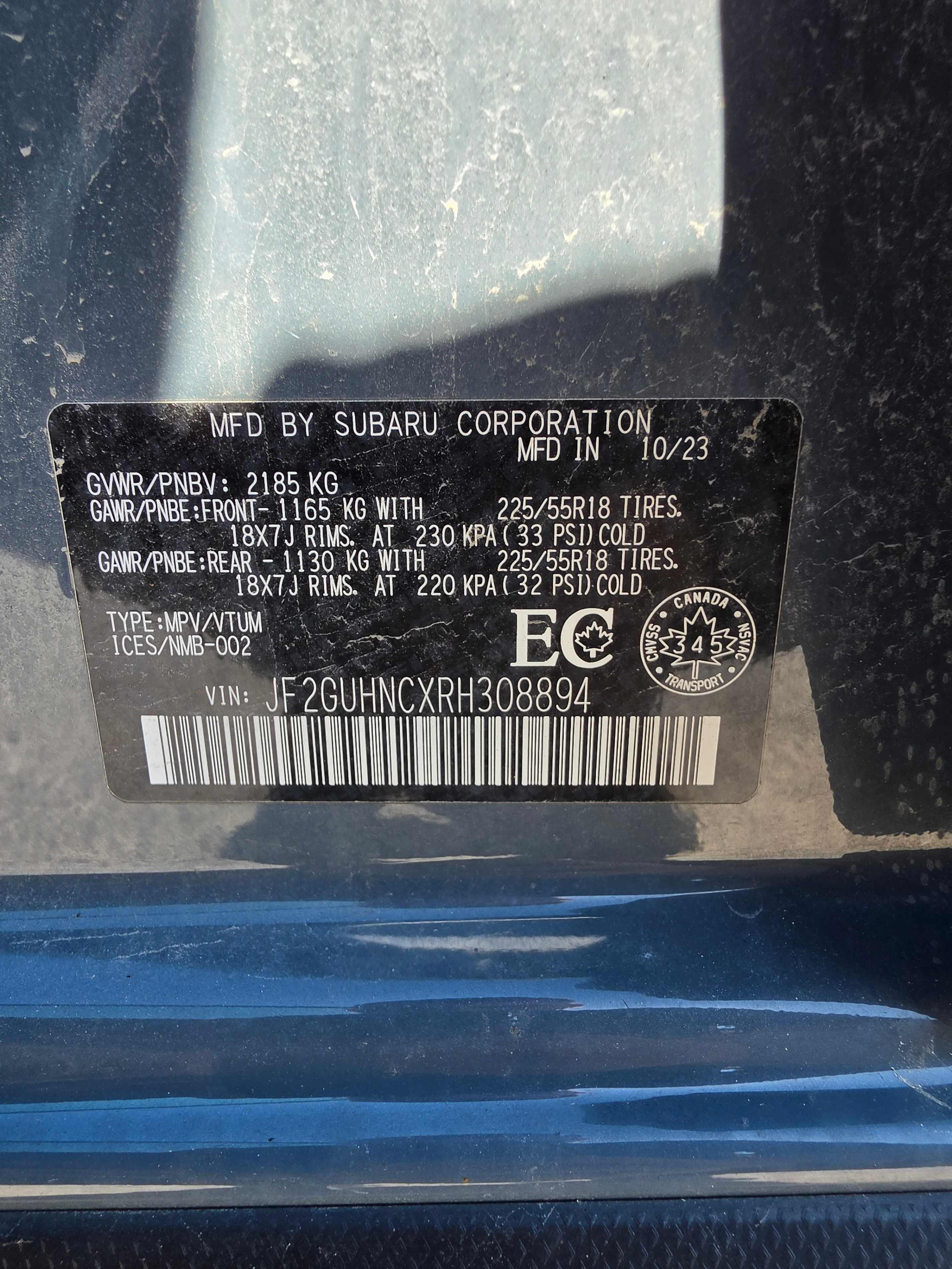 Снимка 11 от търг – 2024 SUBARU CROSSTREK LIMITED с VIN JF2GUHNCXRH308894