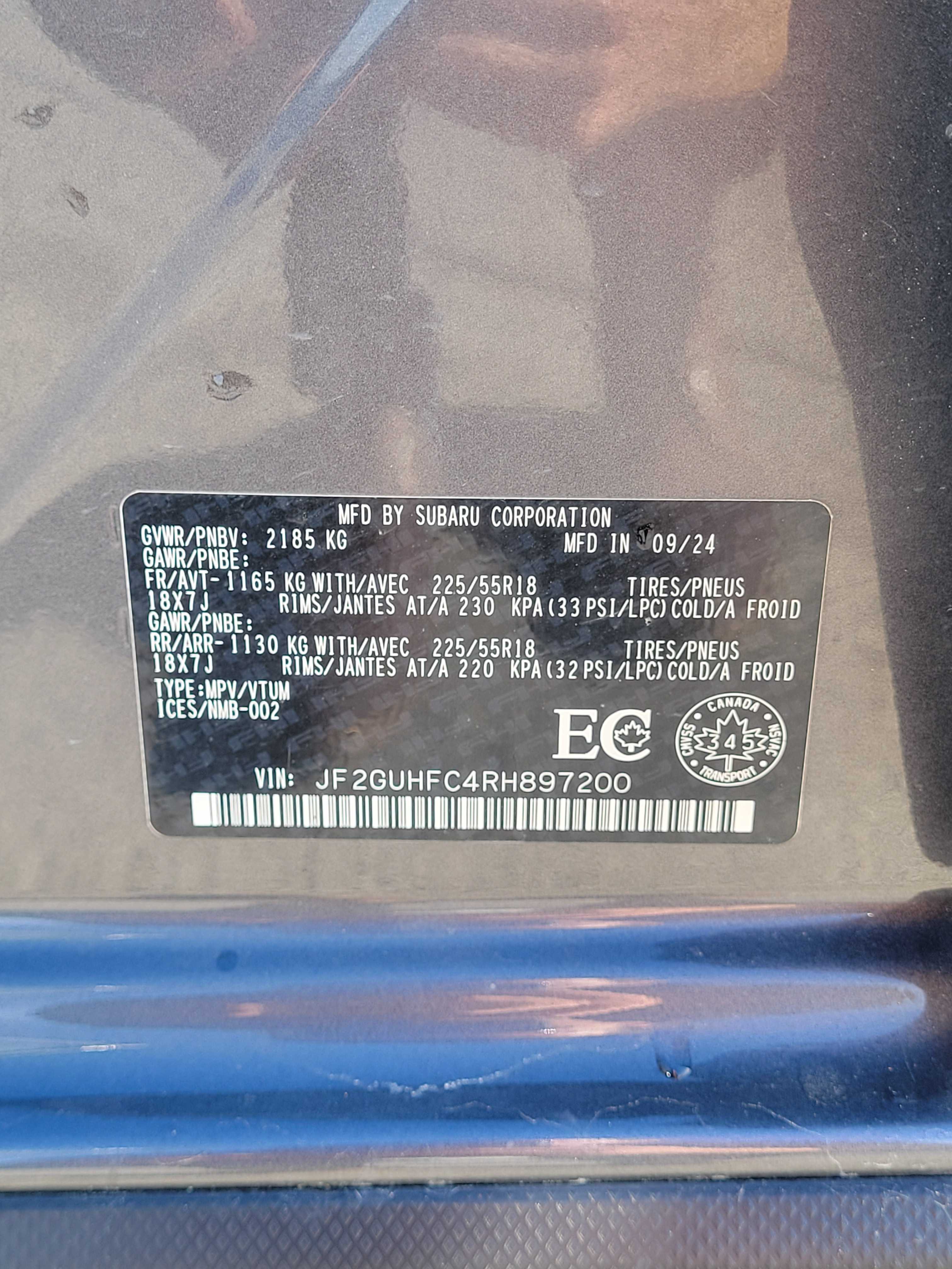 Photo 10 from auction – 2024 SUBARU CROSSTREK ONYX with VIN JF2GUHFC4RH897200