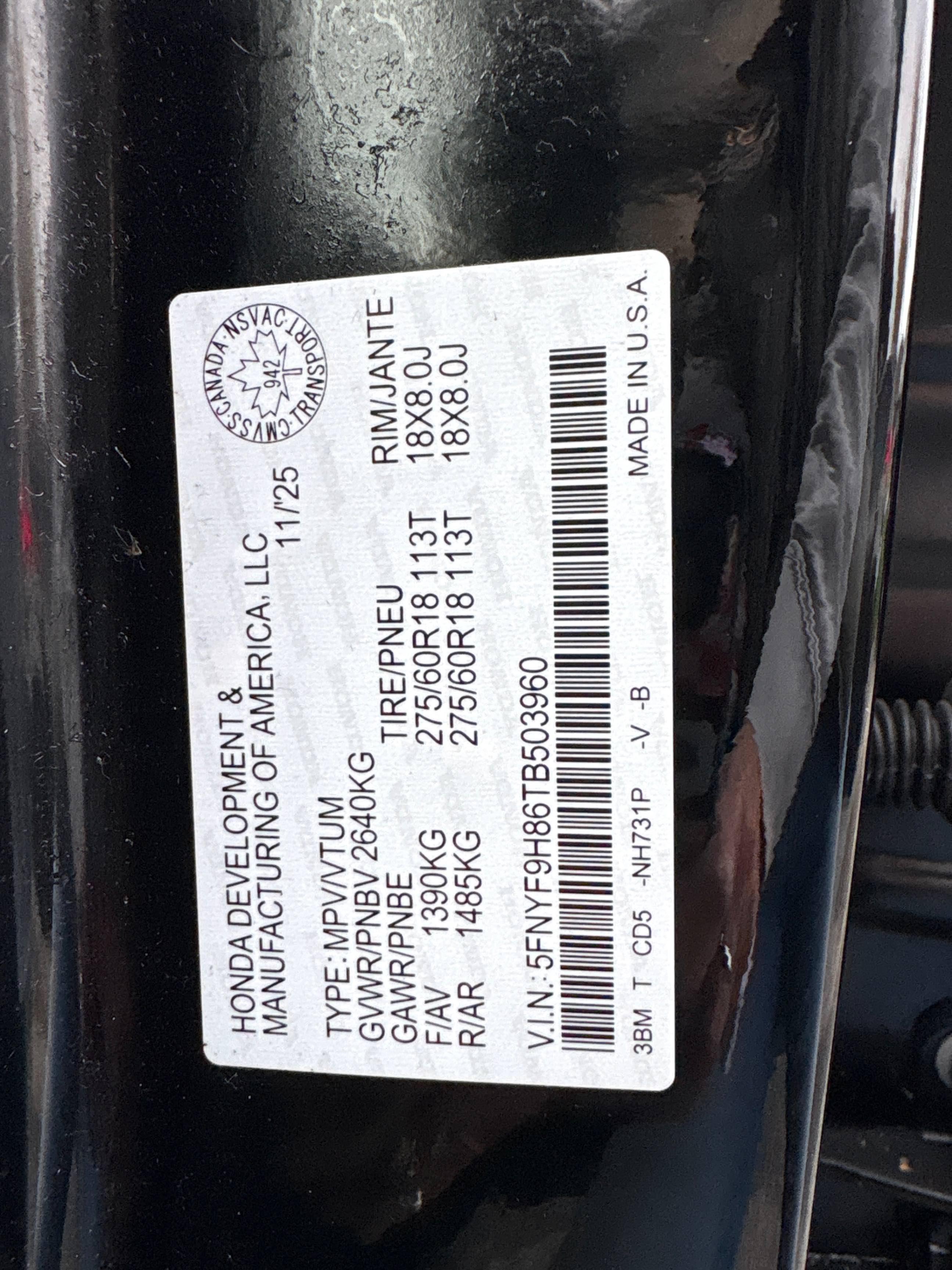 Снимка 11 от търг – 2026 HONDA PASSPORT TRAILSPORT TOURING с VIN 5FNYF9H86TB503960