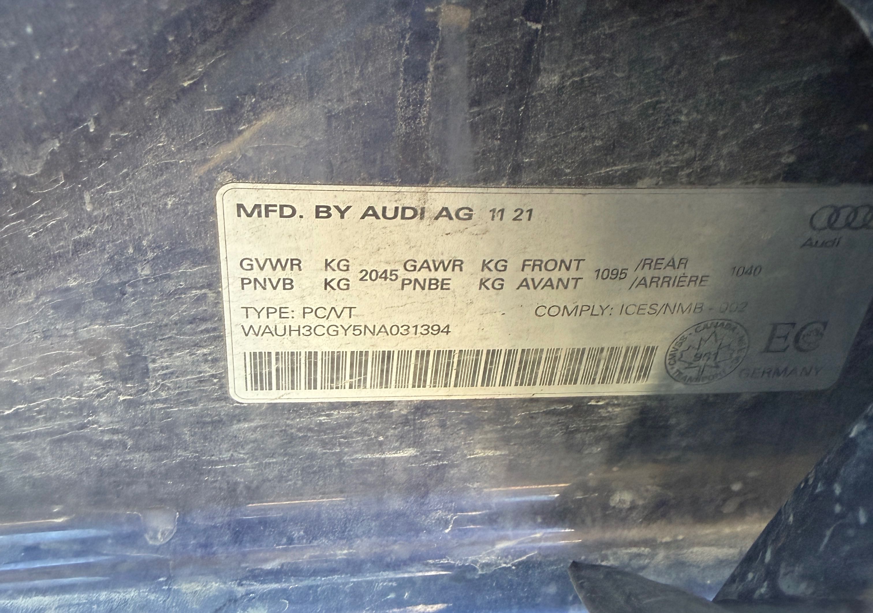 Photo 11 from auction – 2022 AUDI S3 SEDAN PROGRESSIV with VIN WAUH3CGY5NA031394
