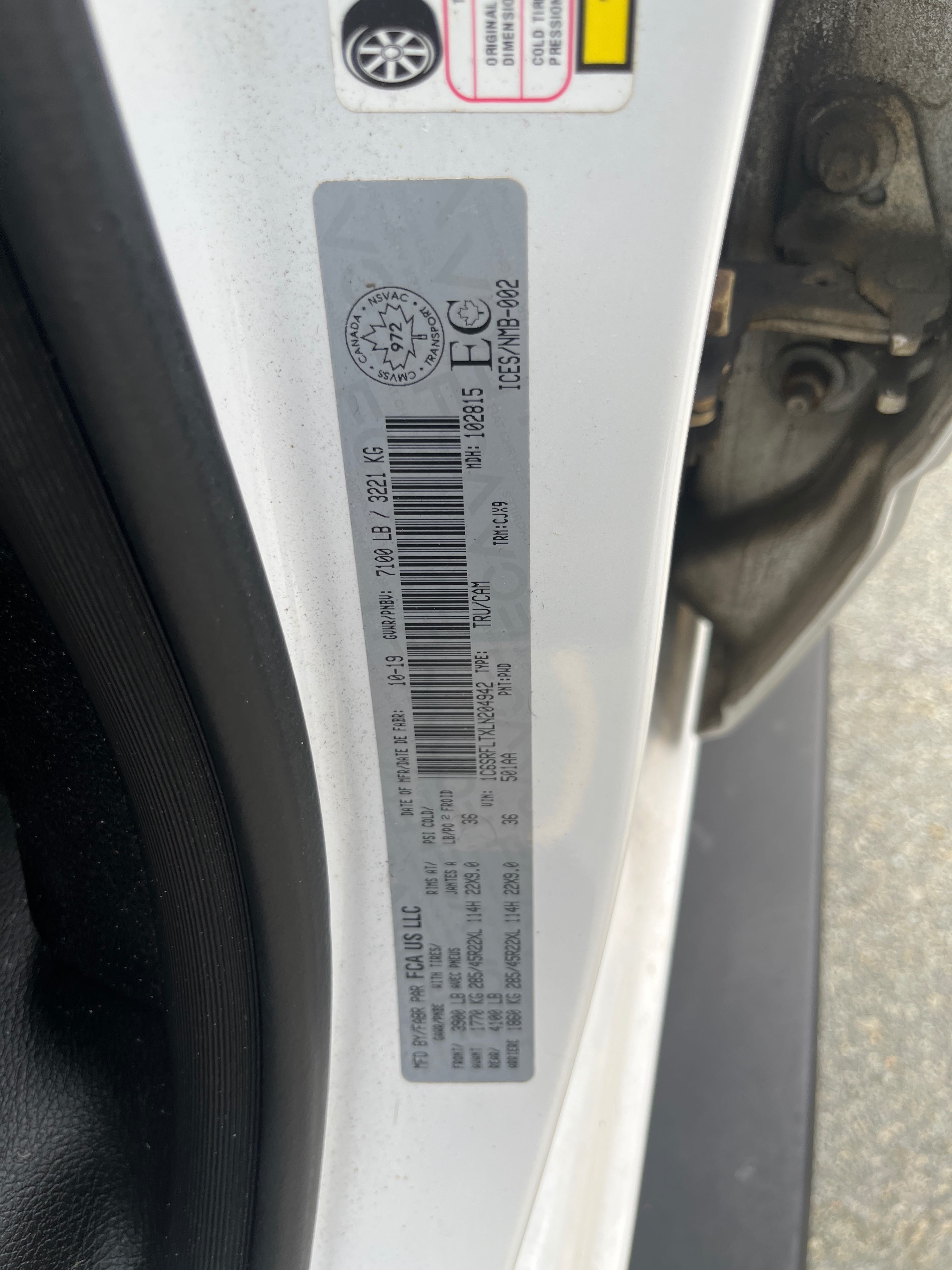 Photo 10 from auction – 2020 RAM 1500 SPORT with VIN 1C6SRFLTXLN204942