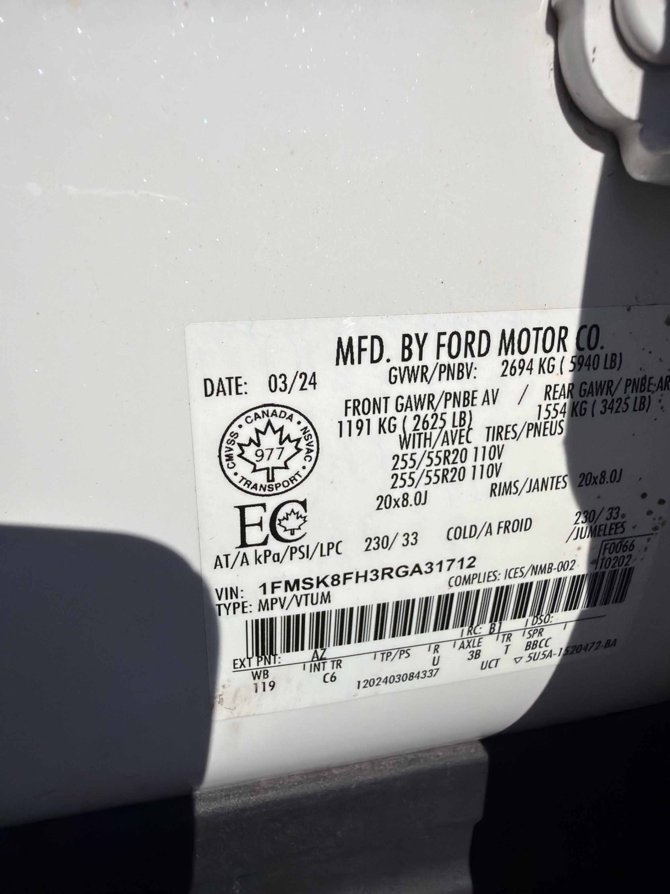 Photo 11 from auction – 2024 FORD EXPLORER LIMITED with VIN 1FMSK8FH3RGA31712